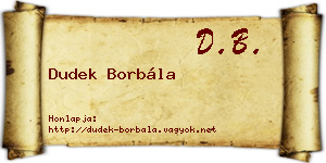 Dudek Borbála névjegykártya